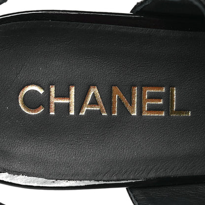 Chanel Patent Quilted CC Turnlock Sandals 37.5 Black 7 of 9