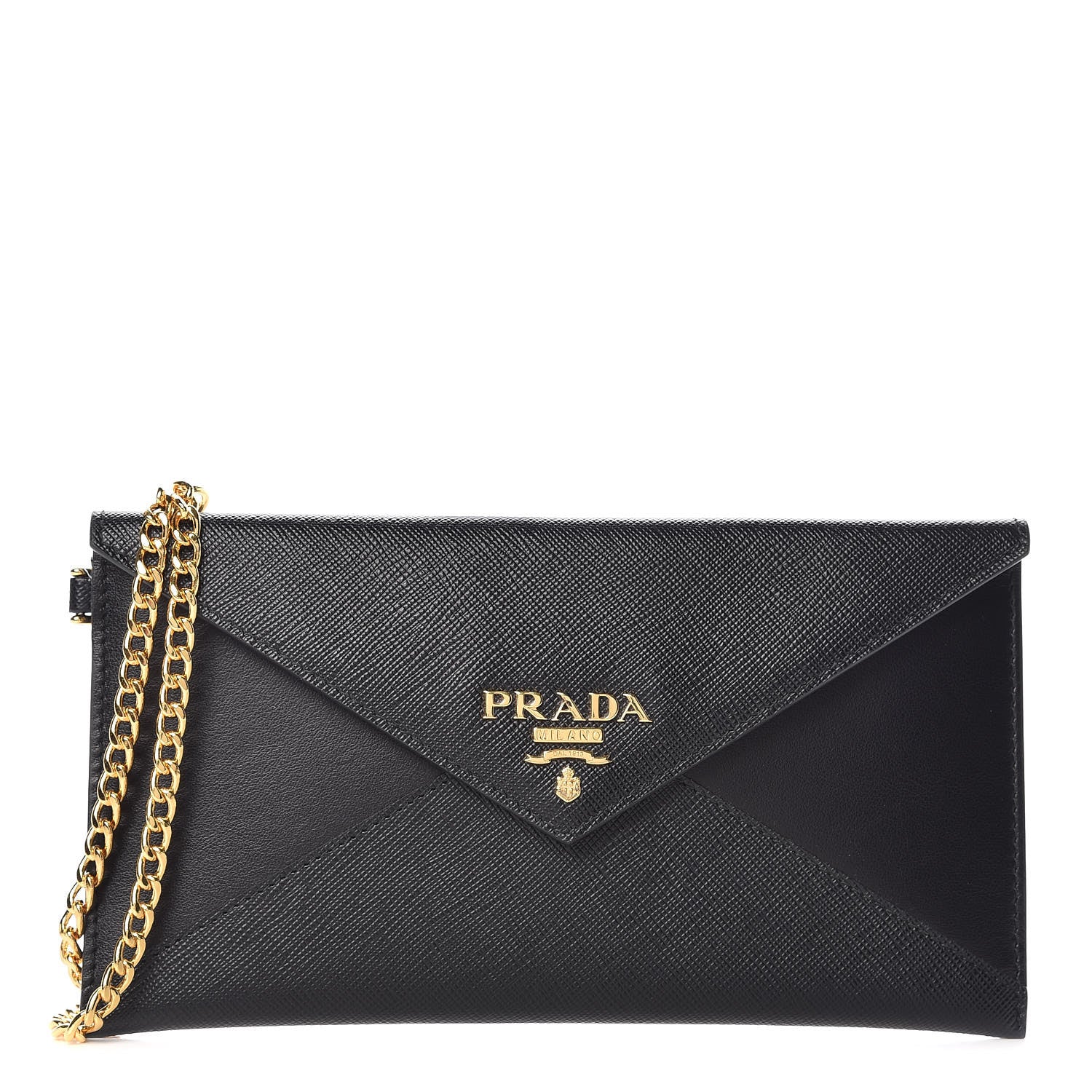 Prada Saffiano Letter Wristlet Wallet Black 1 of 9