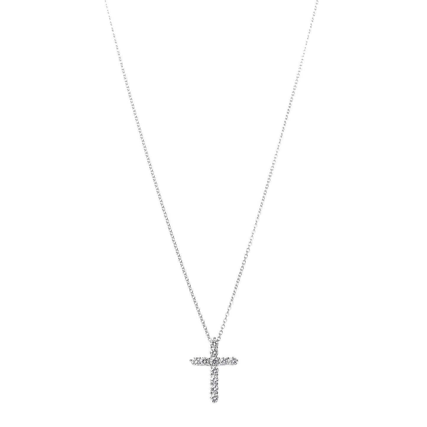 Platinum Diamond Small Cross Pendant Necklace