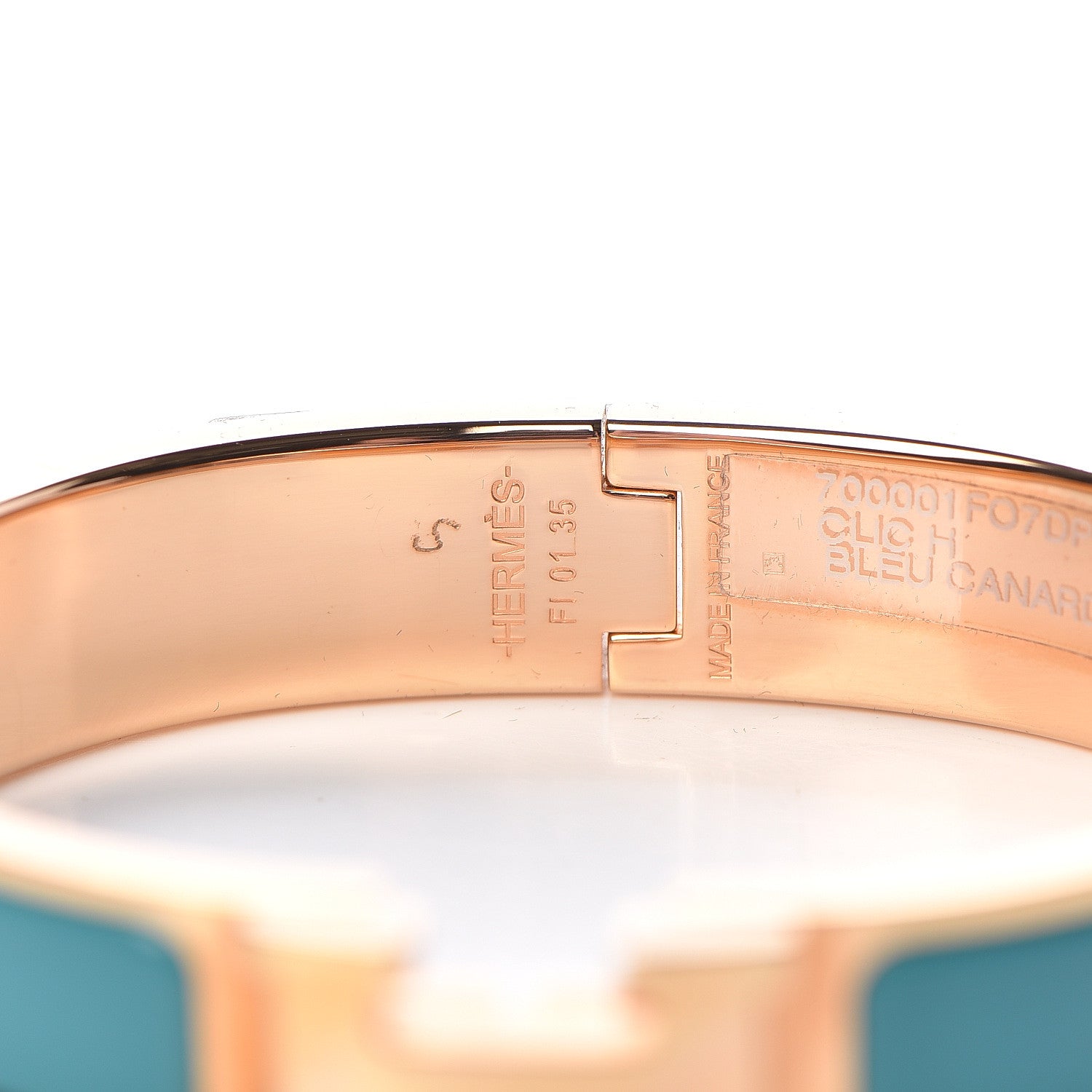 Hermes Enamel Narrow Clic Clac H Bracelet PM Bleu Canard 4 of 5