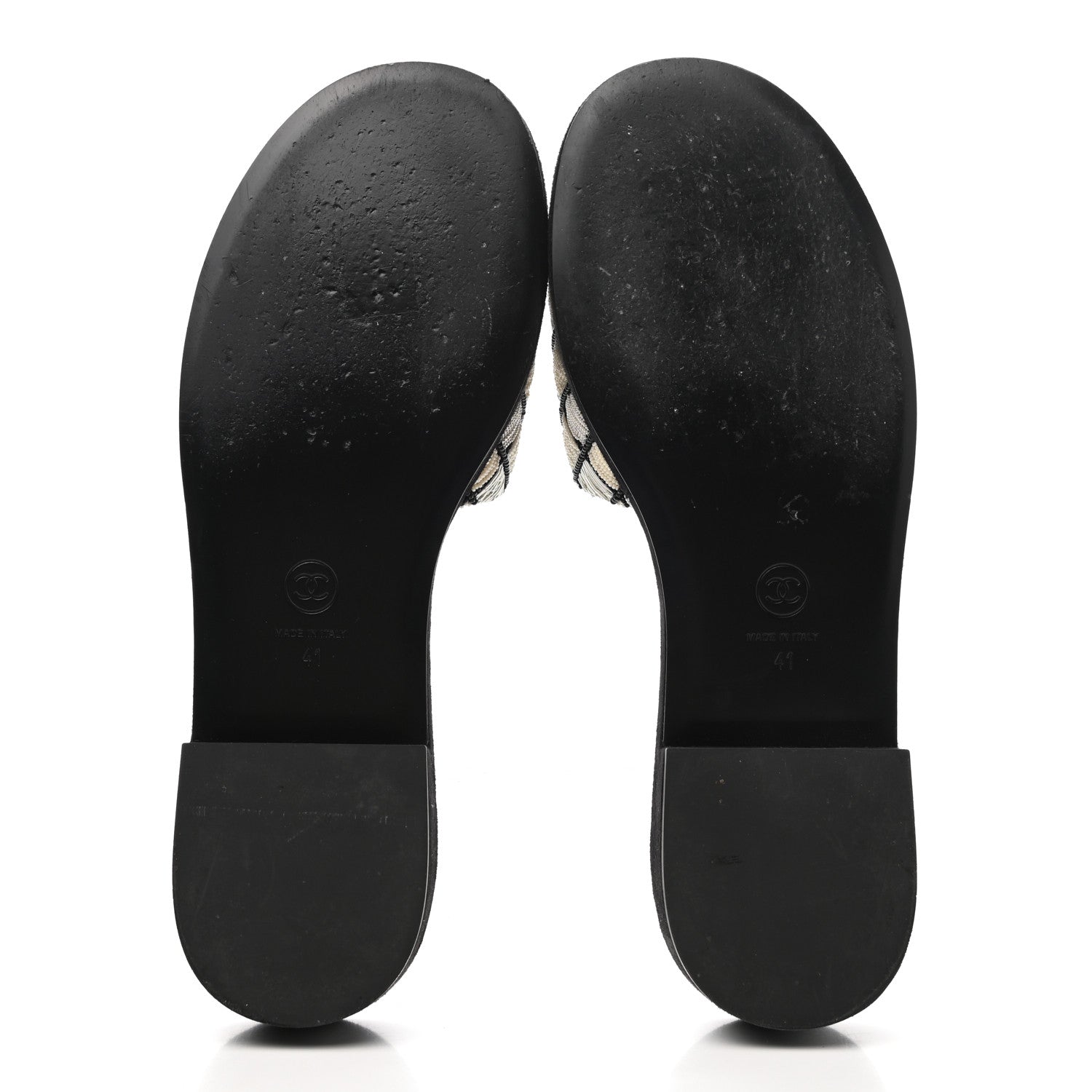 Chanel Pearl Embroidery CC Mules 41 Black White 5 of 10