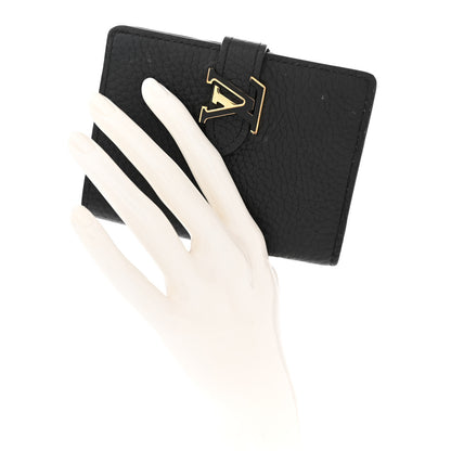 Louis Vuitton LOUIS VUITTON Taurillon Capucines Vertical Compact Wallet Black 2 of 8