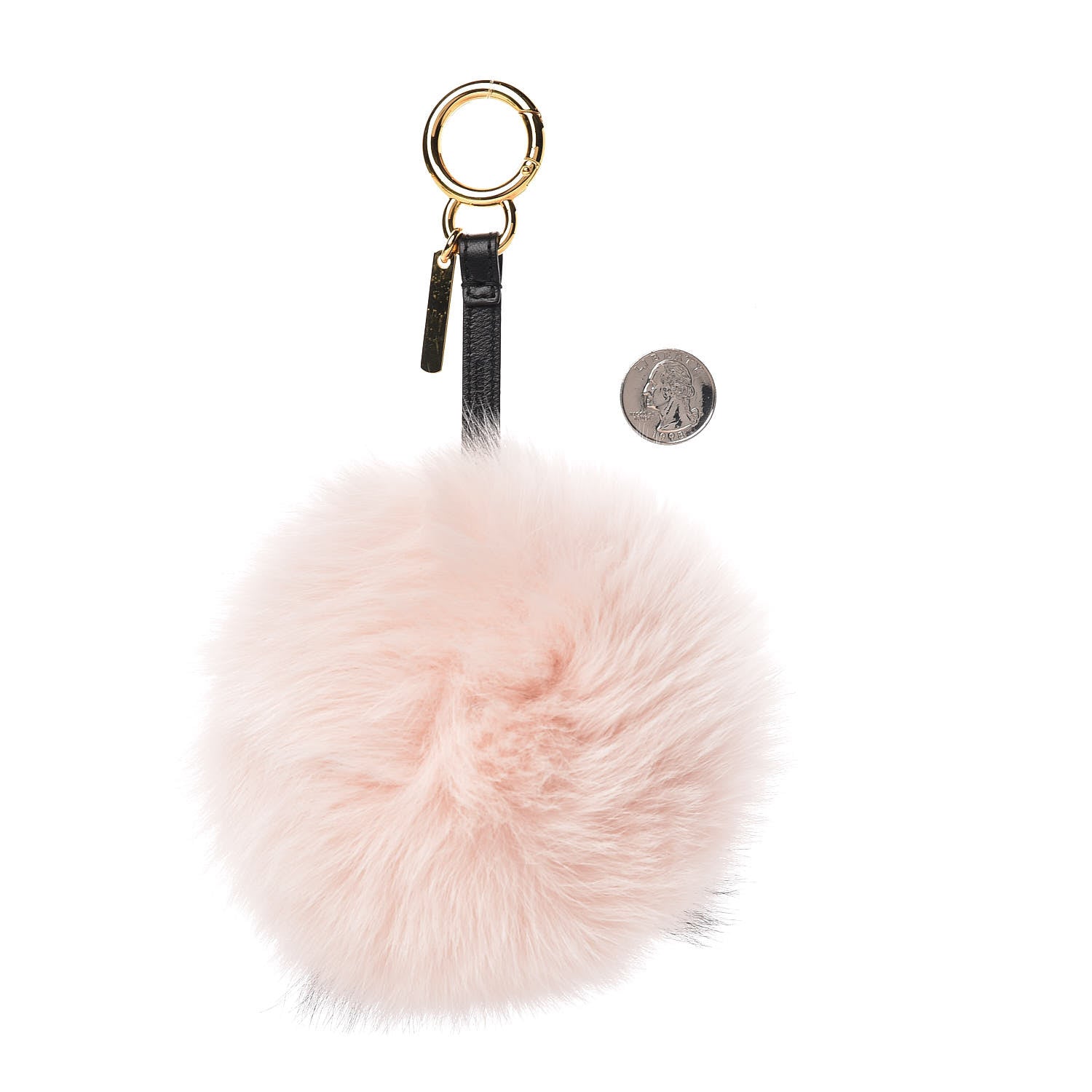 Fendi Fox Fur Nappa FF Pom Pom Bag Charm Cheesecake Black 2 of 6