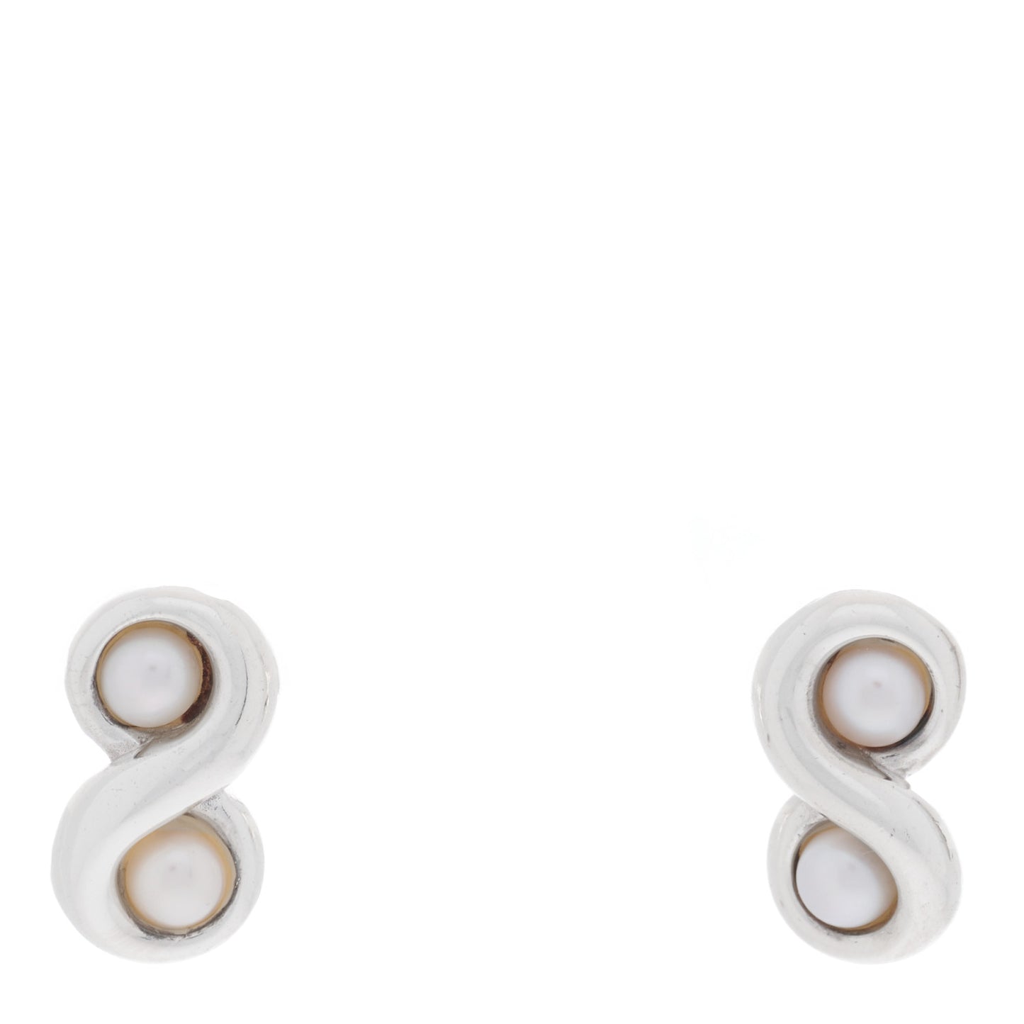 Sterling Silver Pearl Infinity Earrings