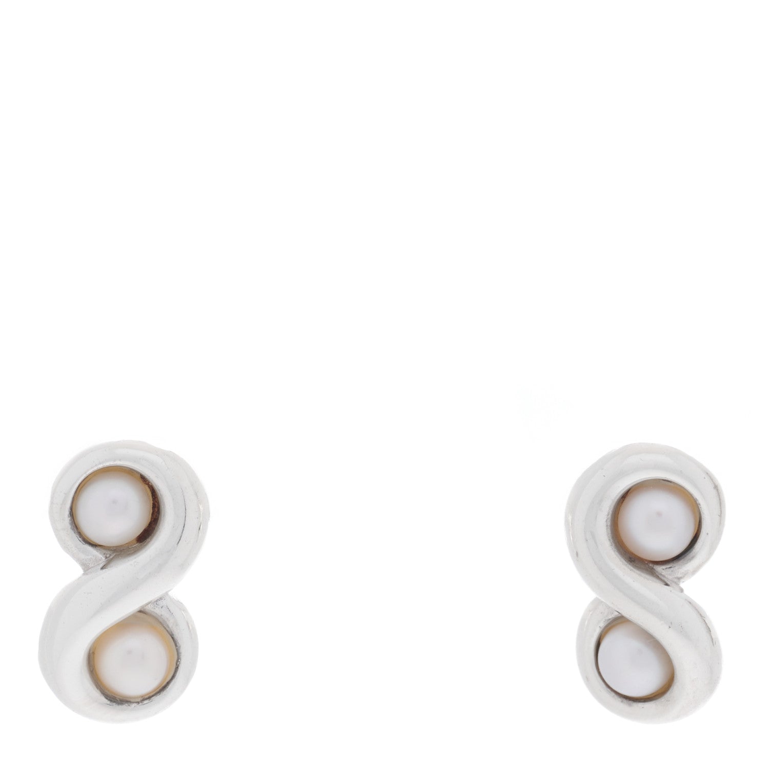 Tiffany Sterling Silver Pearl Infinity Earrings 1 of 4