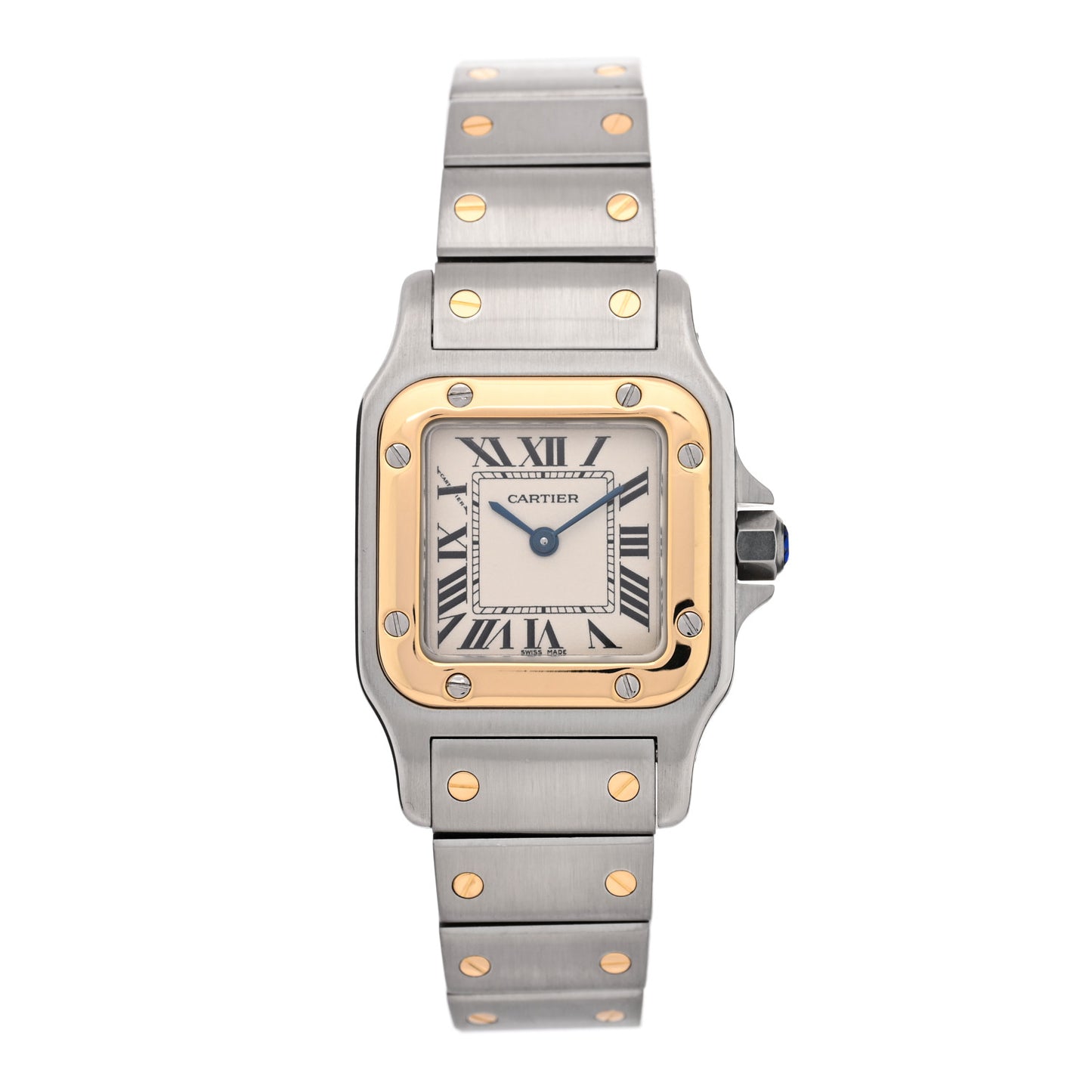 Stainless Steel 18K Yellow Gold 24mm Santos De Cartier Galbee Quartz Watch