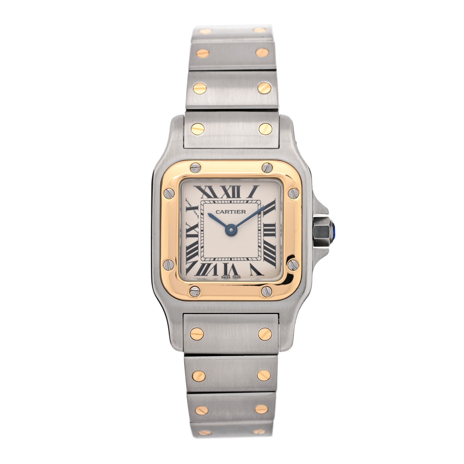 Cartier Stainless Steel 18K Yellow Gold 24mm Santos De Cartier Galbee Quartz Watch 1 of 5