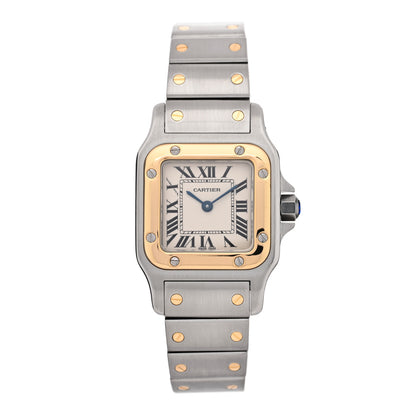 Cartier Stainless Steel 18K Yellow Gold 24mm Santos De Cartier Galbee Quartz Watch 1 of 5