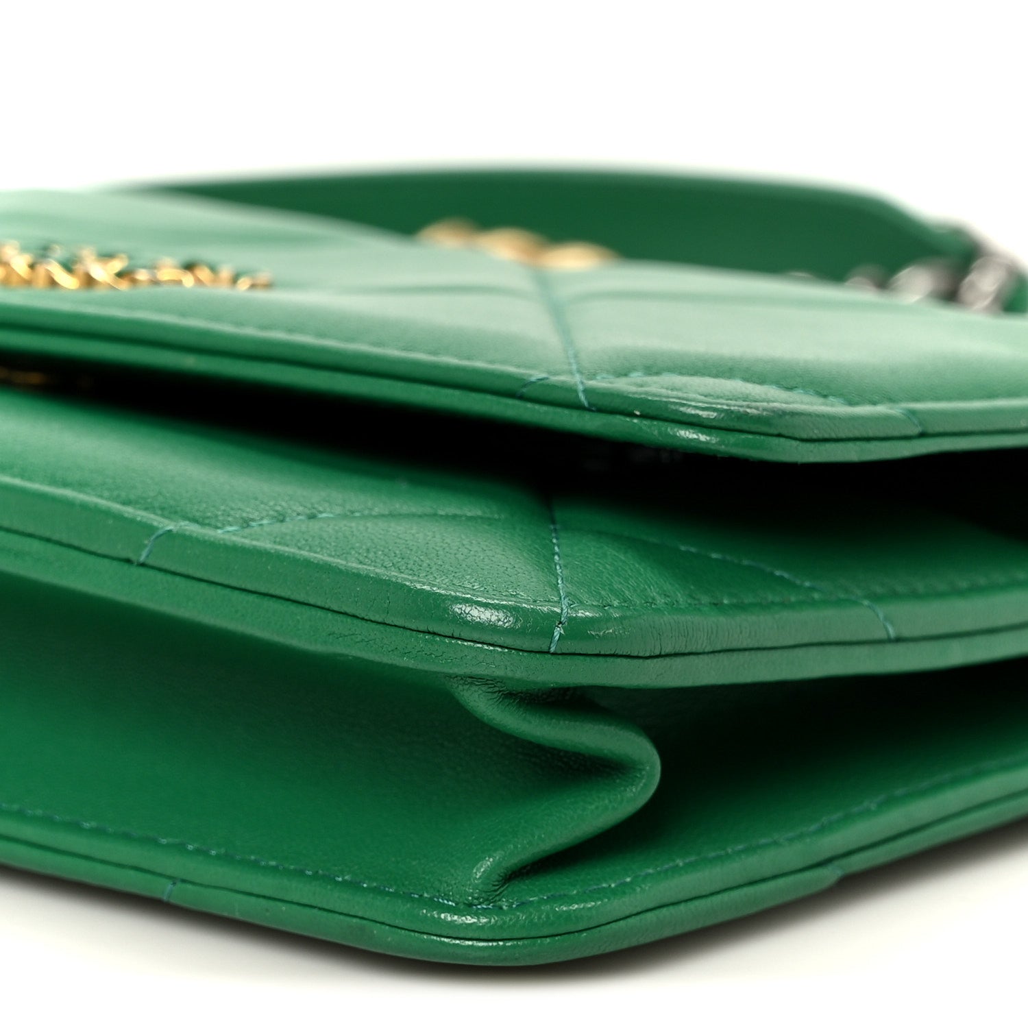Chanel Lambskin Quilted Chanel 19 Wallet On Chain WOC Green 11 of 12