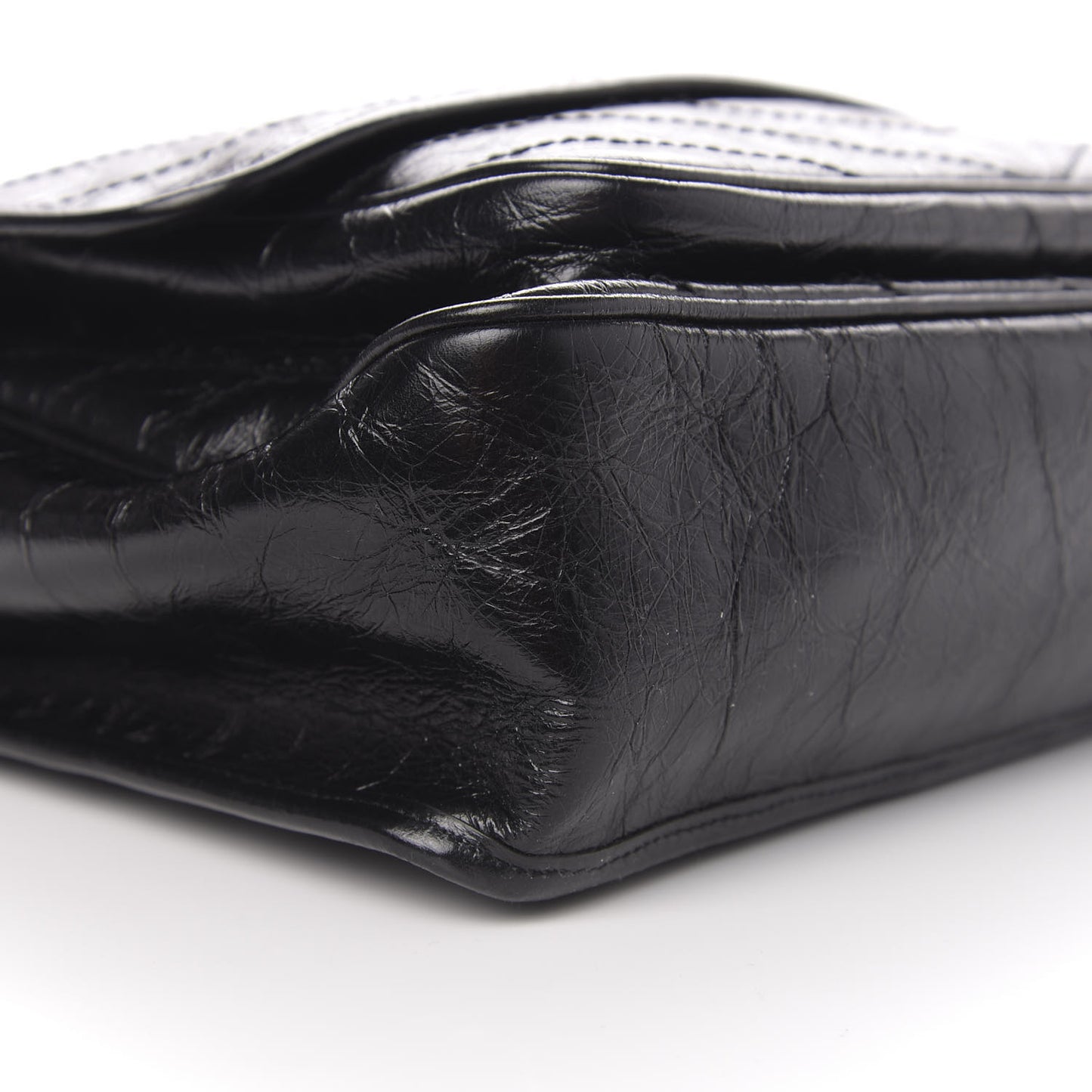 Crinkled Calfskin Matelasse Monogram Large Niki Chain Satchel Black