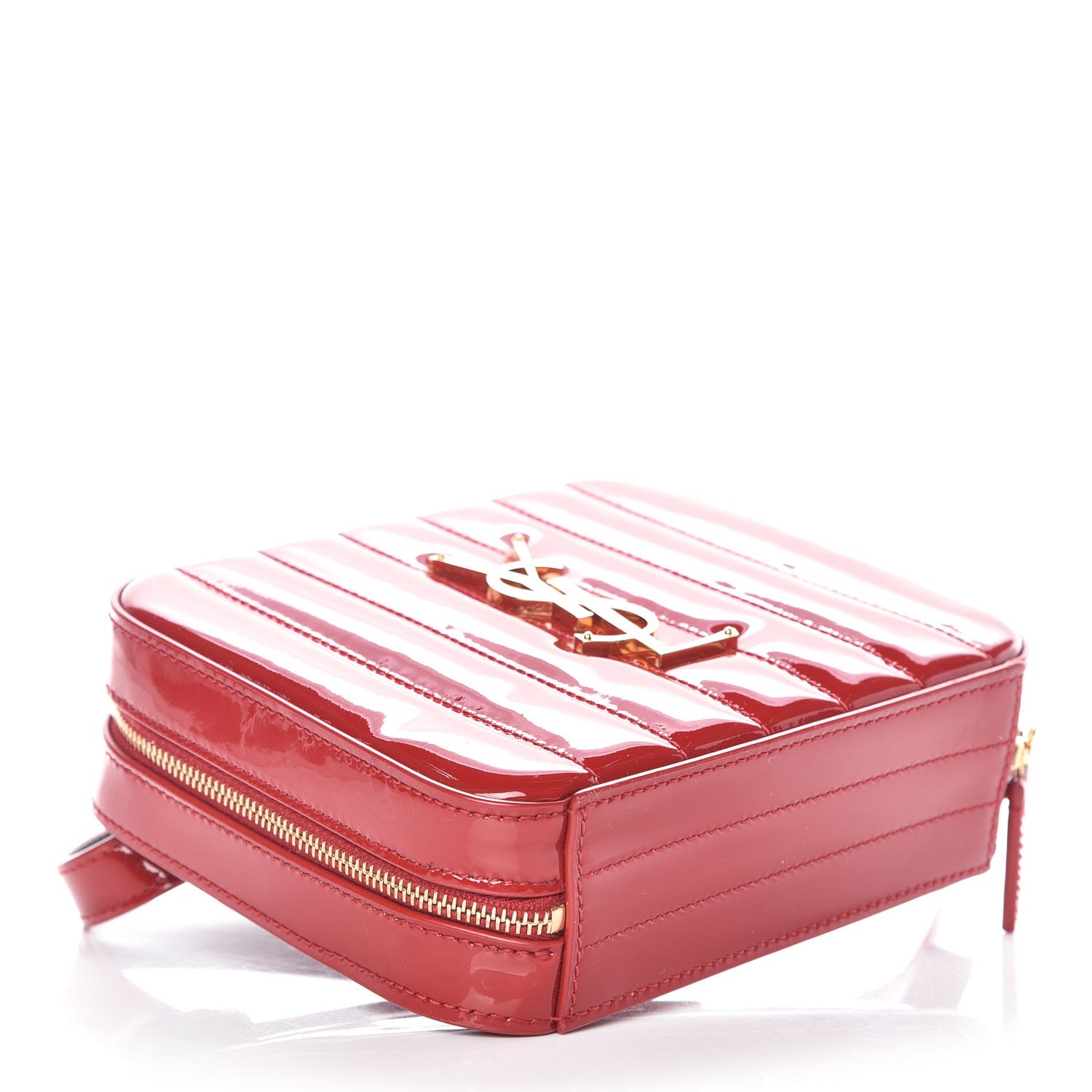 Saint Laurent Patent Matelasse Vicky Monogram Belt Bag Red 4 of 9
