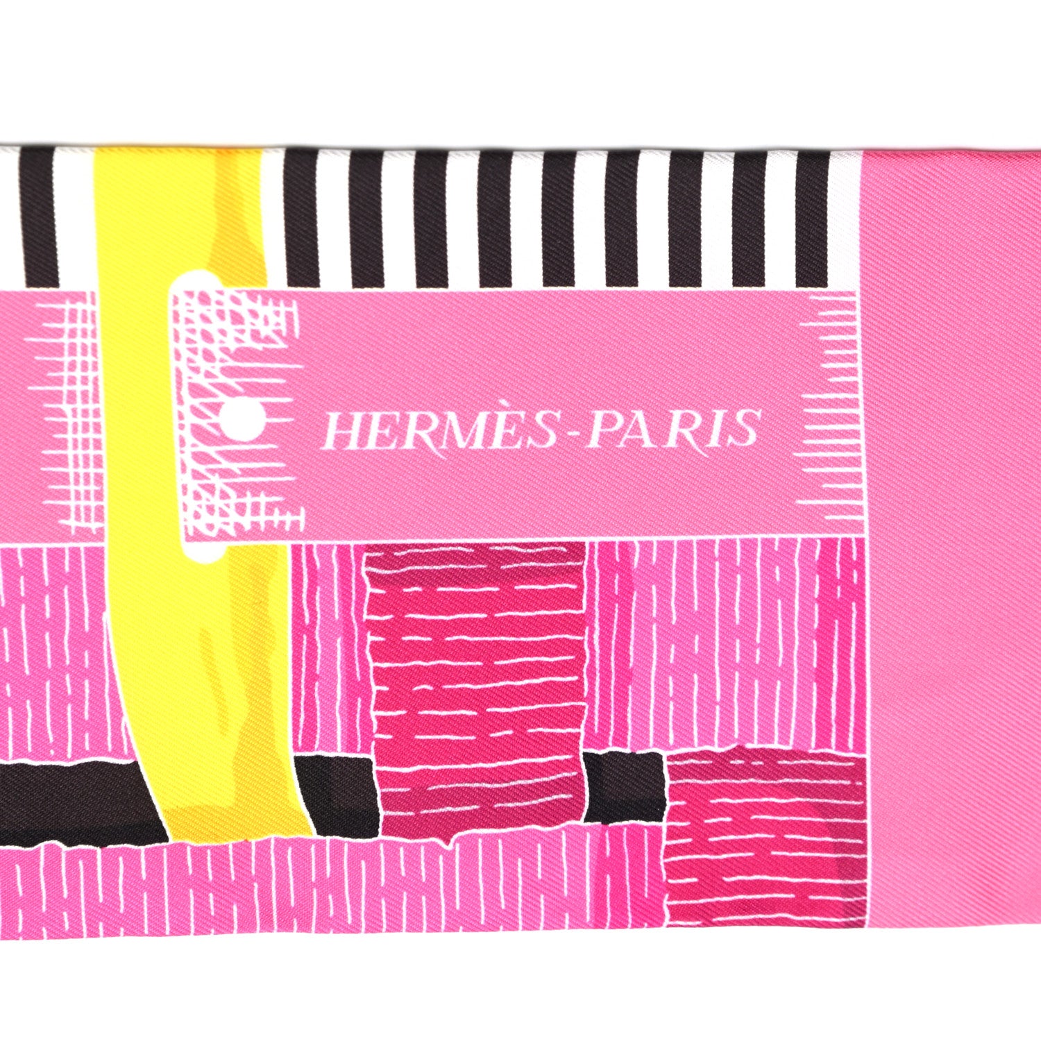 Hermes Silk Mors A Jouets Chemise Slim Maxi Twilly Rose Vif Jaune Vif 8 of 8