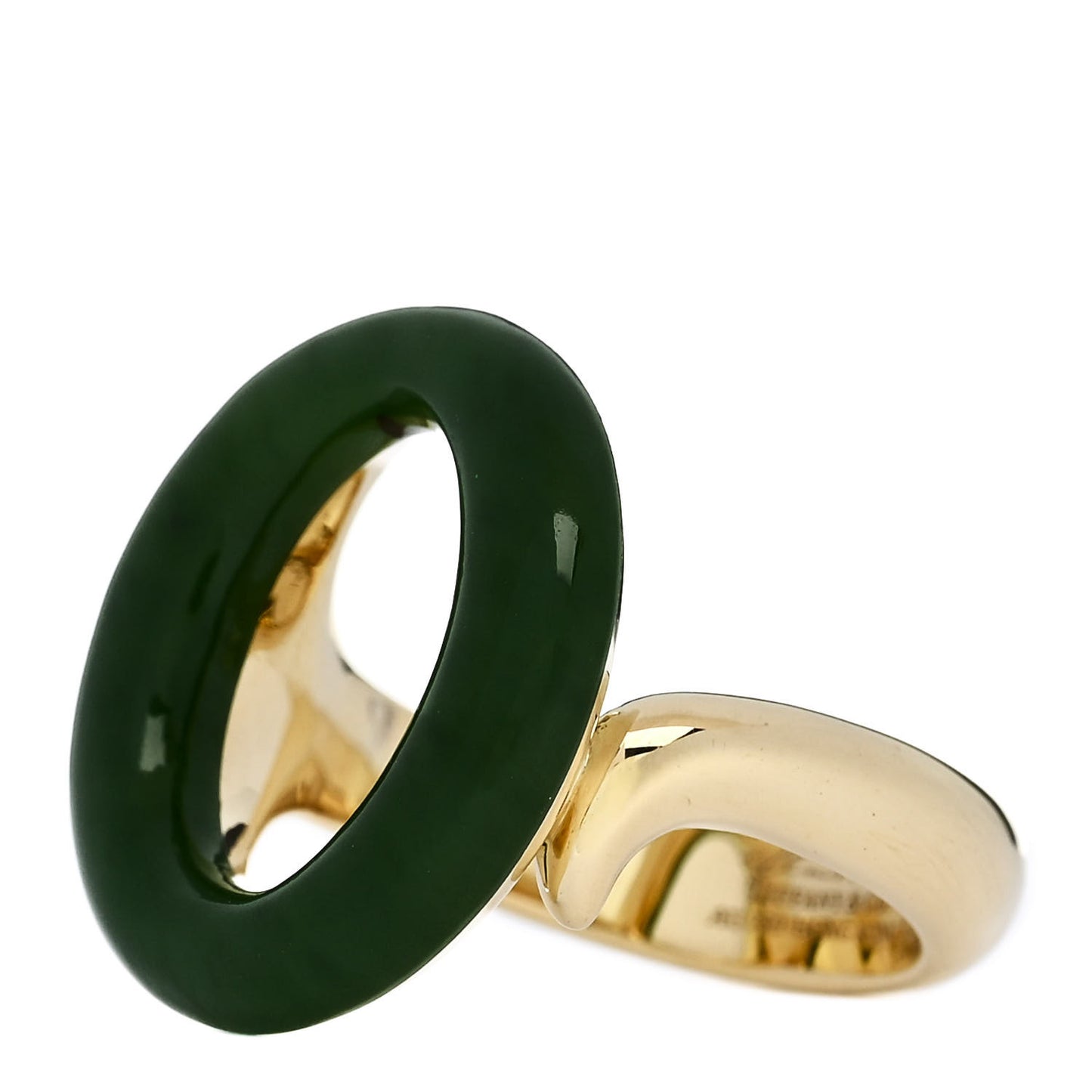 18K Yellow Gold Green Jade Elsa Peretti Sevillana Ring 57 8