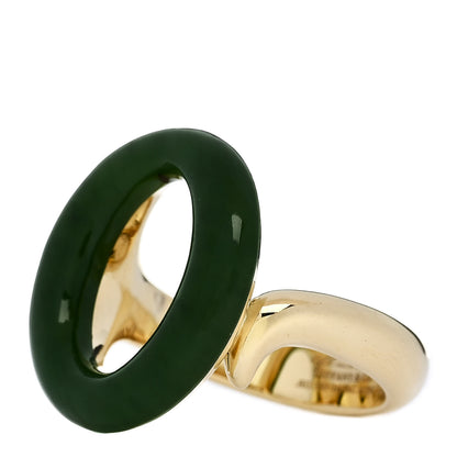 Tiffany 18K Yellow Gold Green Jade Elsa Peretti Sevillana Ring 57 8 3 of 6