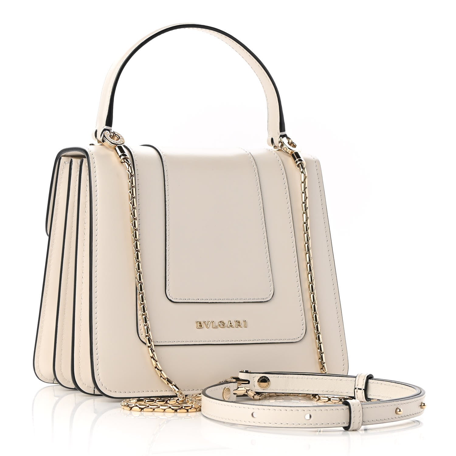 Bulgari Calfskin Serpenti Forever Top Handle White 3 of 8