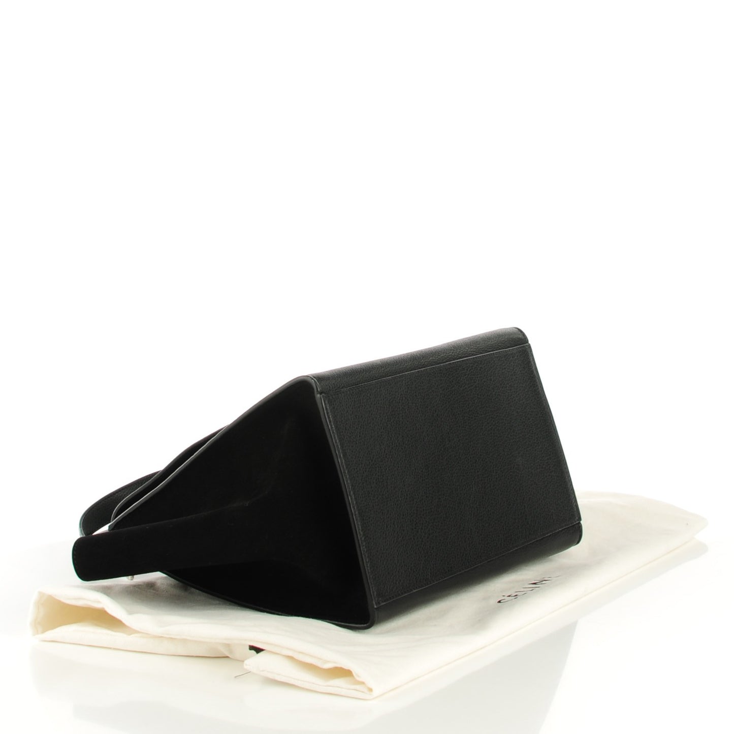 Drummed Calfskin Suede Medium Trapeze Black
