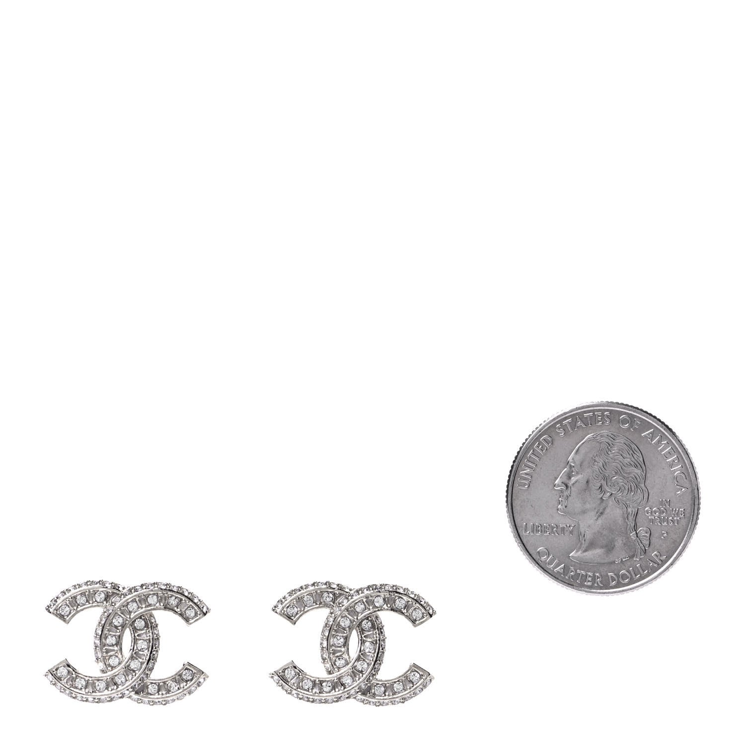 Chanel Crystal Timeless CC Earrings Light Gold 2 of 5