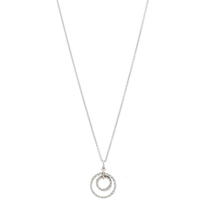 Roberto Coin 18K White Gold Diamond Tiny Treasures Two Circle Pendant Necklace 1 of 5