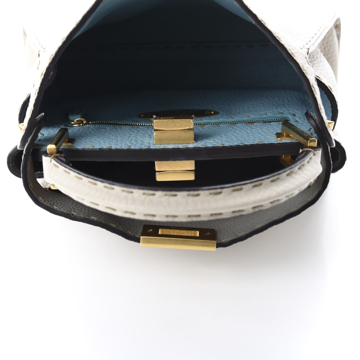 Fendi Cuoio Romano Selleria Medium Peekaboo Iconic Essentially Satchel Latte Laguna Tortora 5 of 11