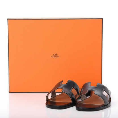 Hermes Box Calfskin Oran Sandals 36 Black 9 of 9