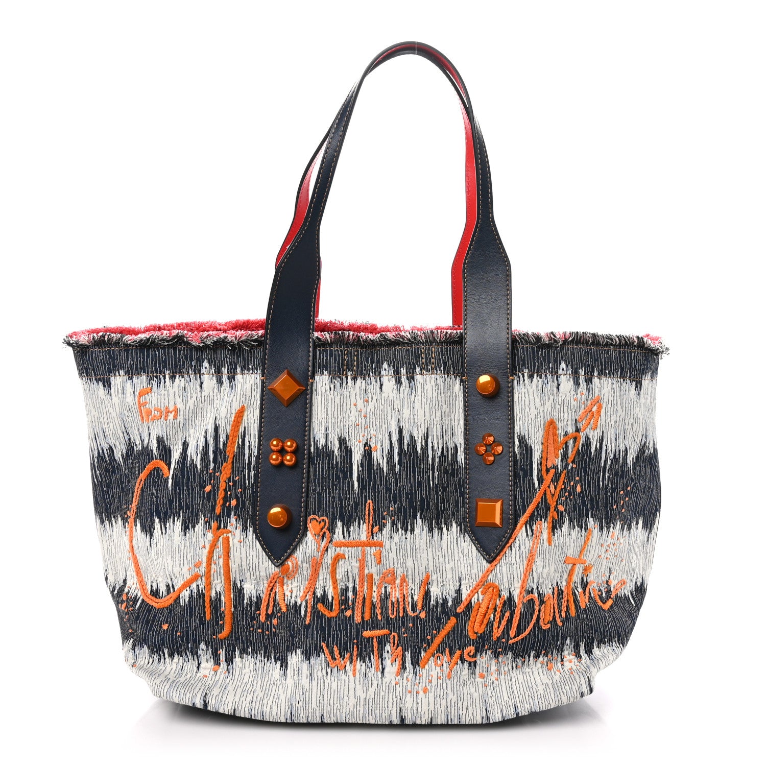 Christian Louboutin Denim Frangibus Printed Tote Dark Blue Multicolor 1 of 10