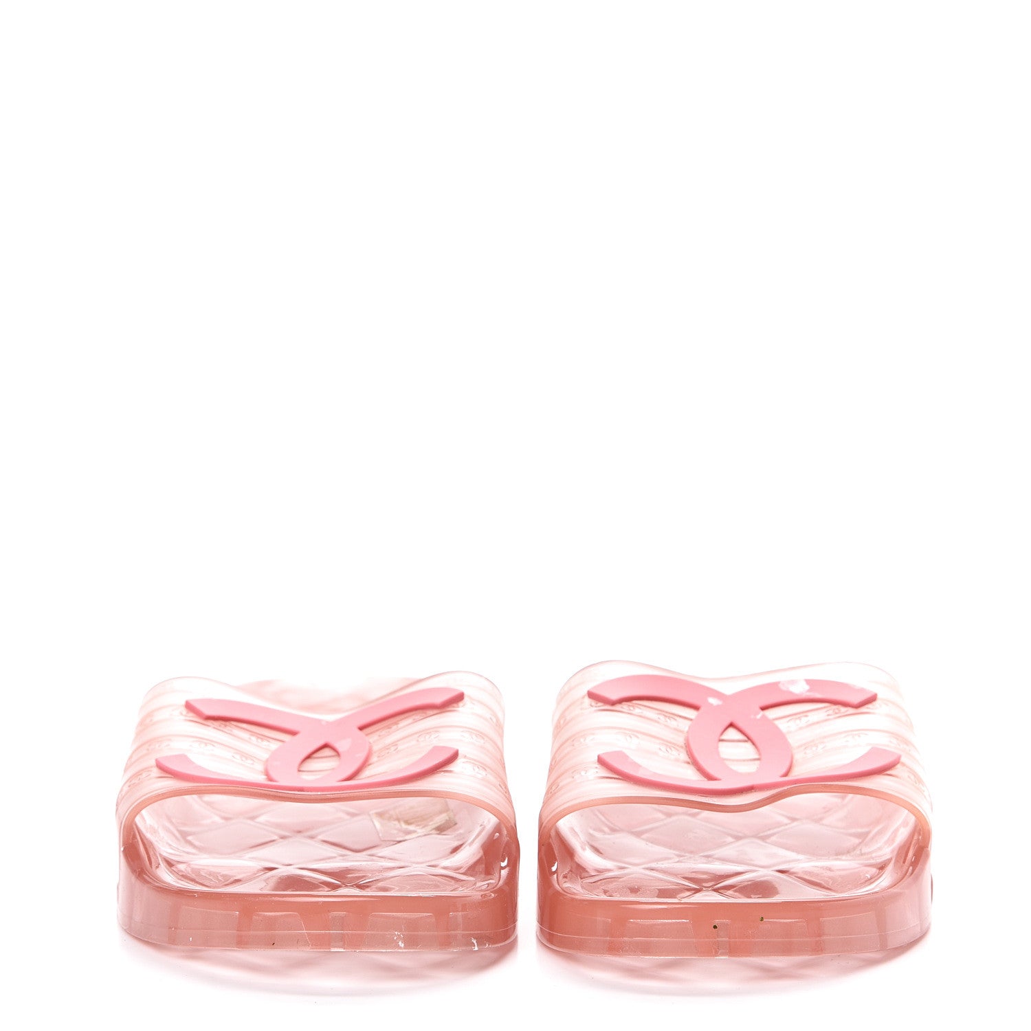 Chanel PVC Transparent CC Flat Slide Sandals 38 Pink 2 of 8