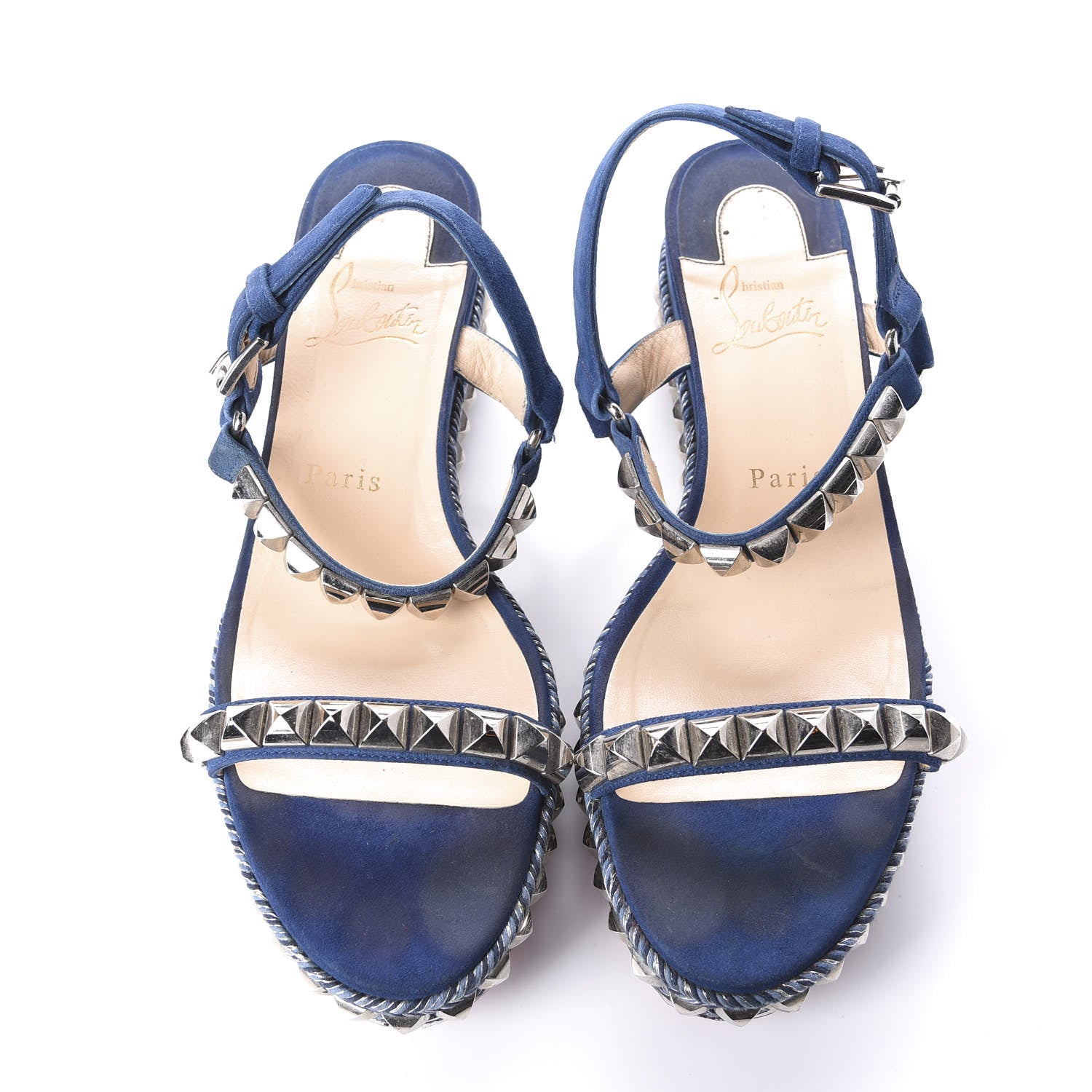 Christian Louboutin Veau Velours Cataclou 60 Platform Sandals 38 Blue 5 of 10
