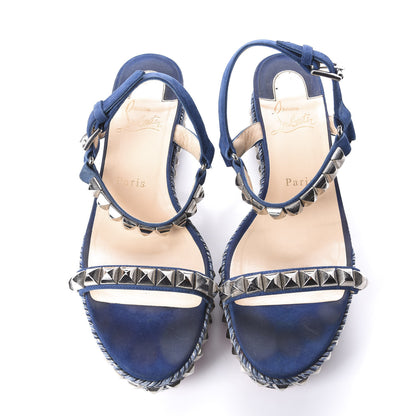 Christian Louboutin Veau Velours Cataclou 60 Platform Sandals 38 Blue 5 of 10