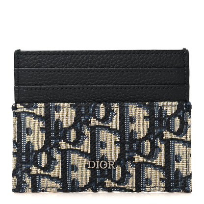 Christian Dior Grained Calfskin Oblique Card Holder Black 1 of 7