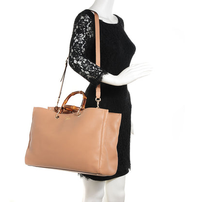 Gucci Cellarius Calfskin Large Bamboo Shopper Tote Camelia 2 of 9