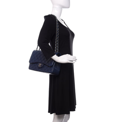 Chanel Caviar Quilted Jumbo Double Flap Navy Blue 2 of 12