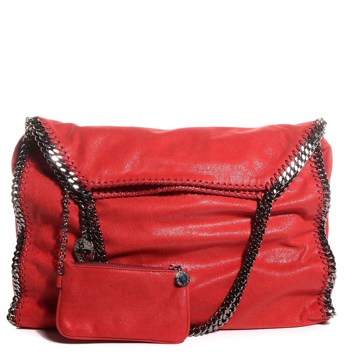 Faux Leather Shaggy Deer Falabella Small Tote Cherry