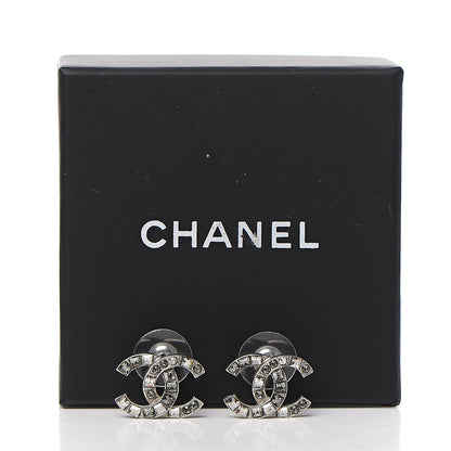 Chanel Baguette Crystal CC Earrings Silver Grey 5 of 5