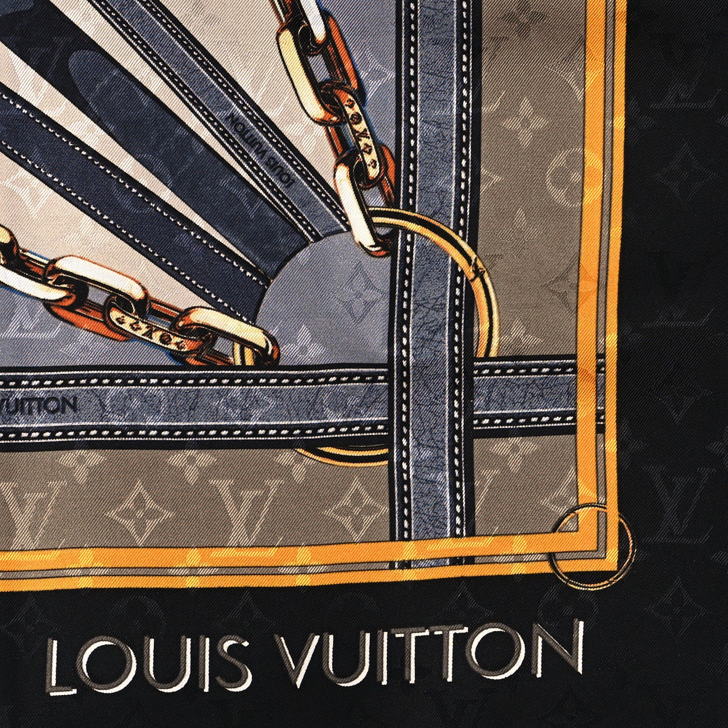 Louis Vuitton Silk Monogram Scarf Print Square 90 Scarf Gray 2 of 3