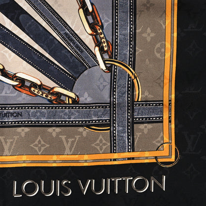 Louis Vuitton Silk Monogram Scarf Print Square 90 Scarf Gray 2 of 3