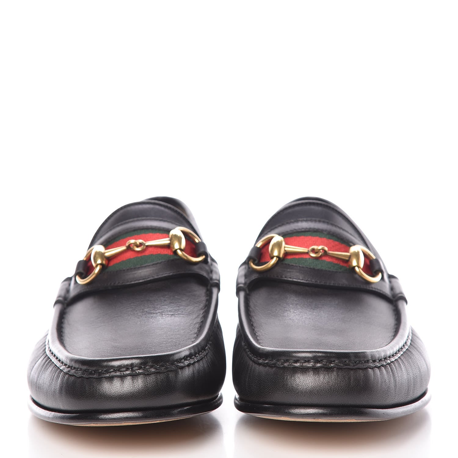 Gucci Calfskin Cirano Lux Web Mens 1953 Horsebit Loafers 8.5 Black 2 of 12