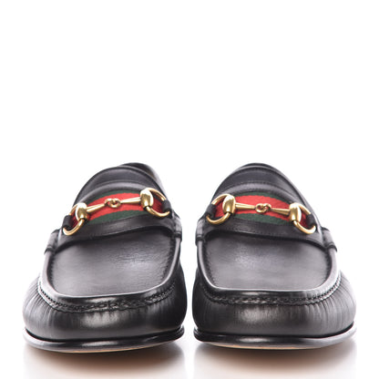 Gucci Calfskin Cirano Lux Web Mens 1953 Horsebit Loafers 8.5 Black 2 of 12