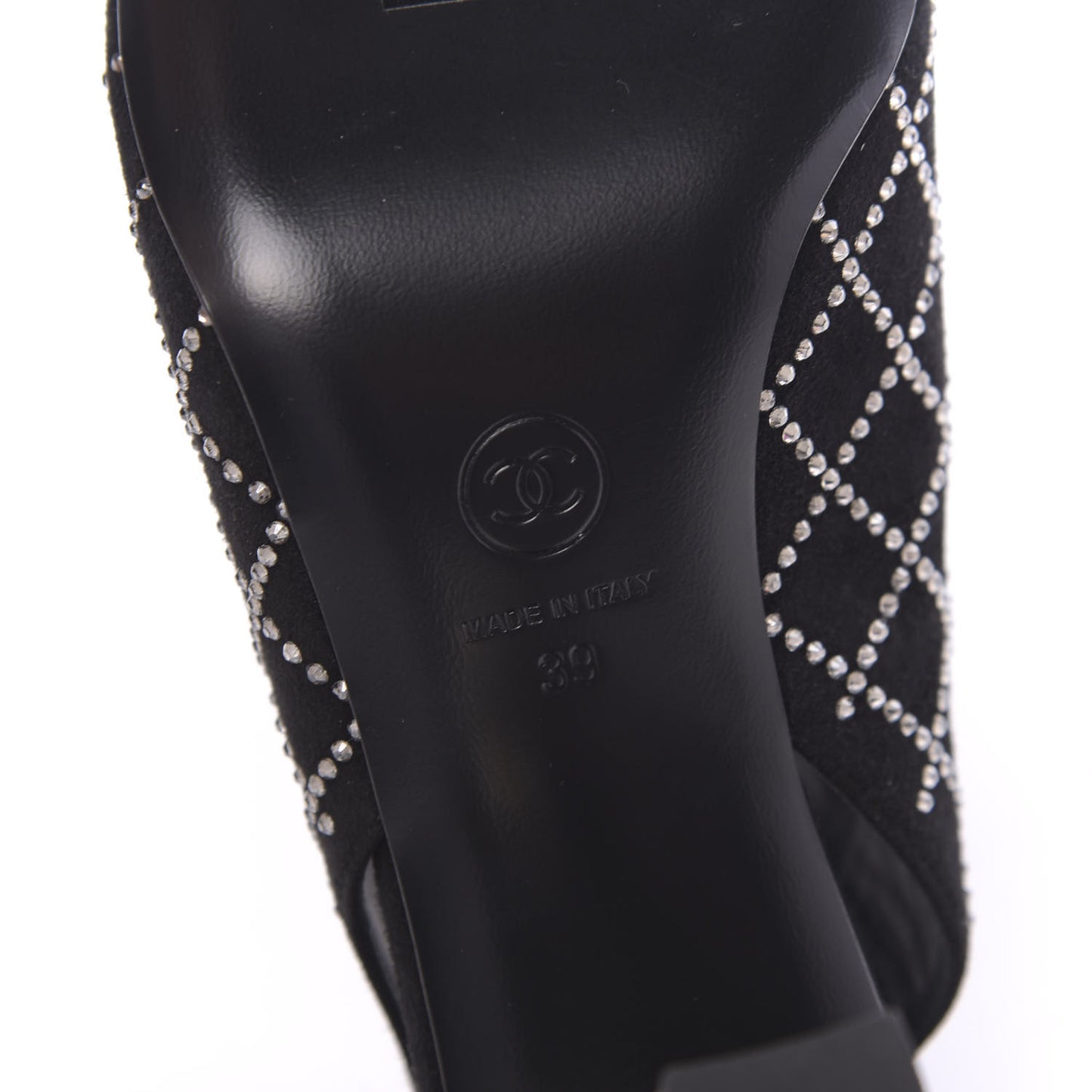 Kid Suede Strass Slingback Pumps 39 Black Silver