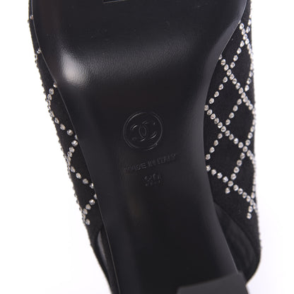 Chanel Kid Suede Strass Slingback Pumps 39 Black Silver 7 of 9