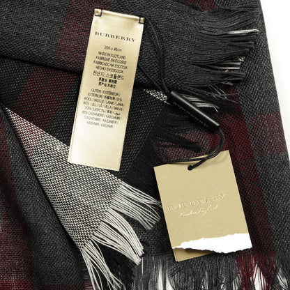 Burberry Wool Cashmere Check Lightweight Scarf Black 4 of 4