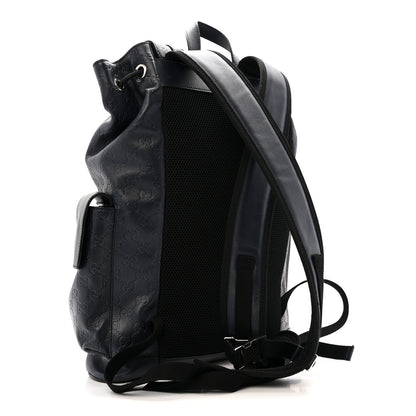 Gucci Guccissima Signature Double Buckle Backpack Navy 3 of 12