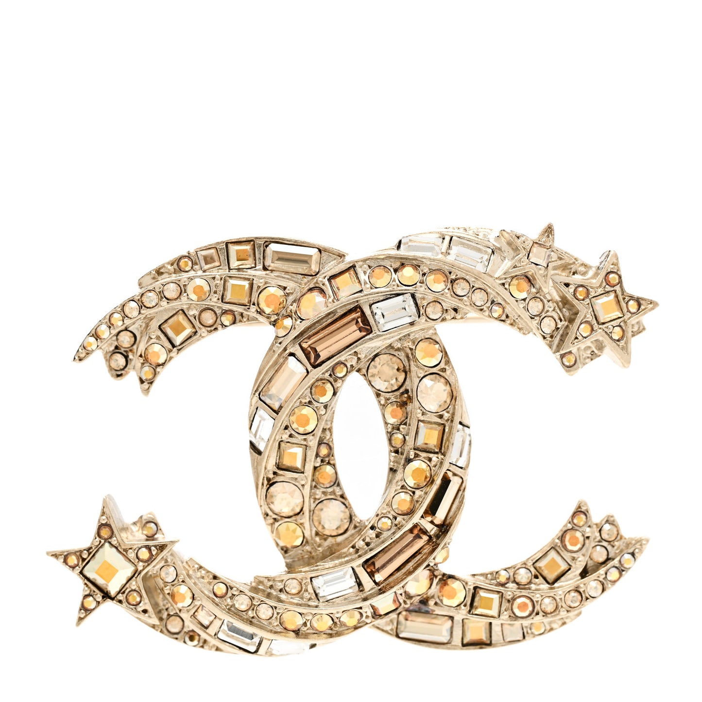Crystal Starfall CC Brooch Gold