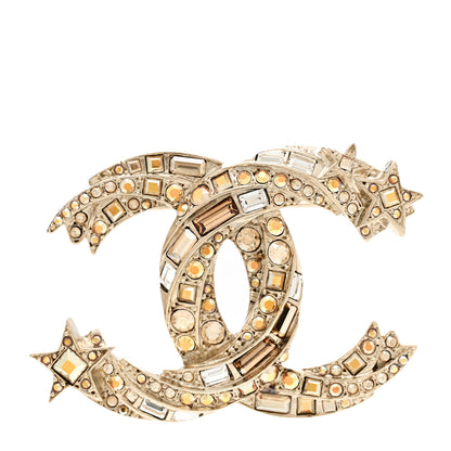 Chanel Crystal Starfall CC Brooch Gold 1 of 6
