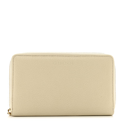 Gucci Grained Calfskin Zip Around Travel Wallet Mystic White 1 of 8
