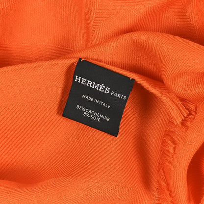 Hermes Cashmere Silk Cheval A La Couverture Echarpe Muffler  Orange Boite 5 of 6