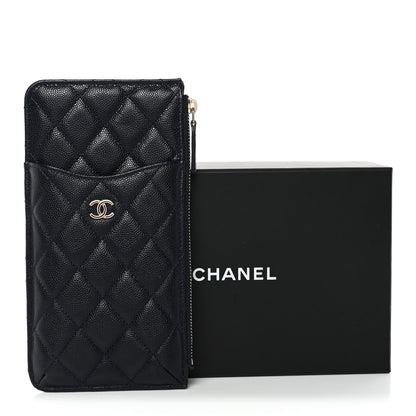 Chanel Caviar Quilted Classic Flat Wallet Pouch Navy 10 of 10