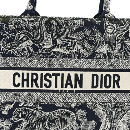Christian Dior Canvas Embroidered Medium Toile De Jouy Reverse Book Tote Blue Green 8 of 11