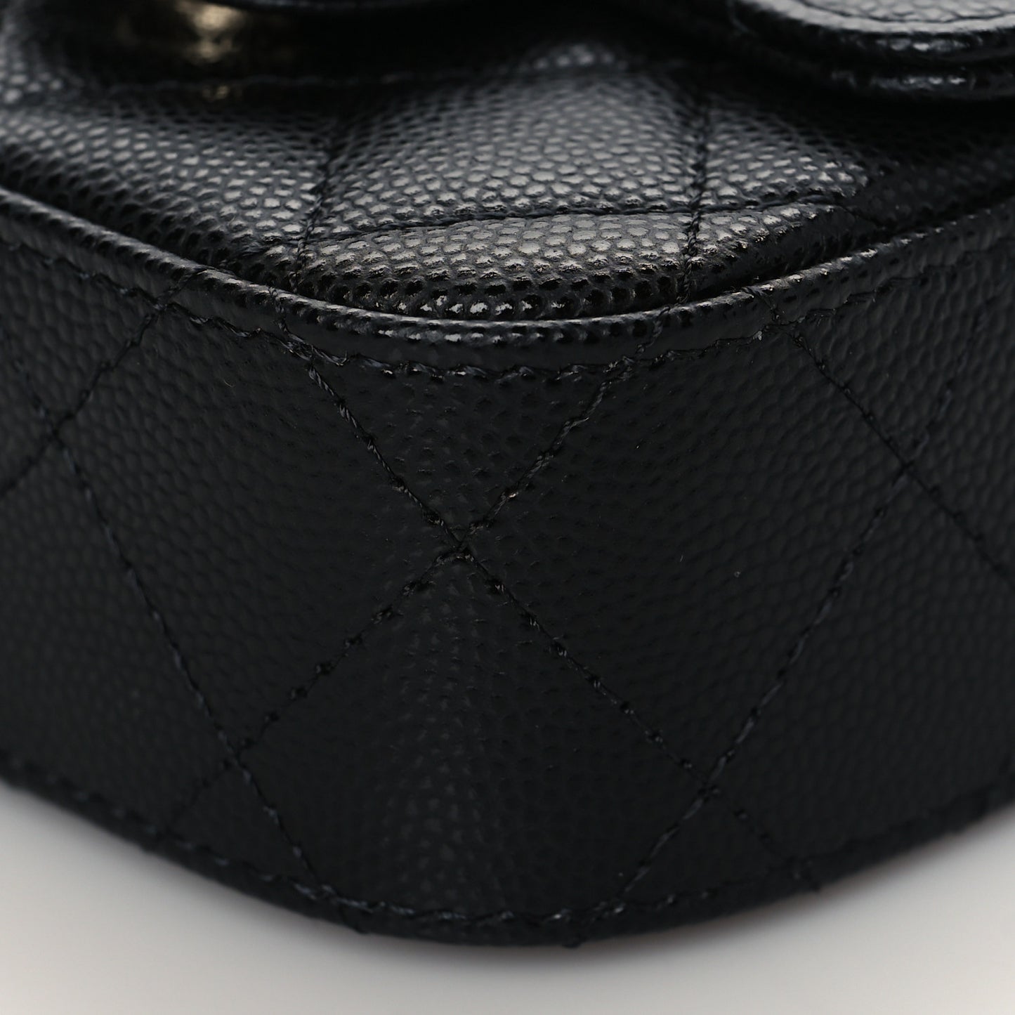 Caviar Quilted Mini Clutch With Chain Black