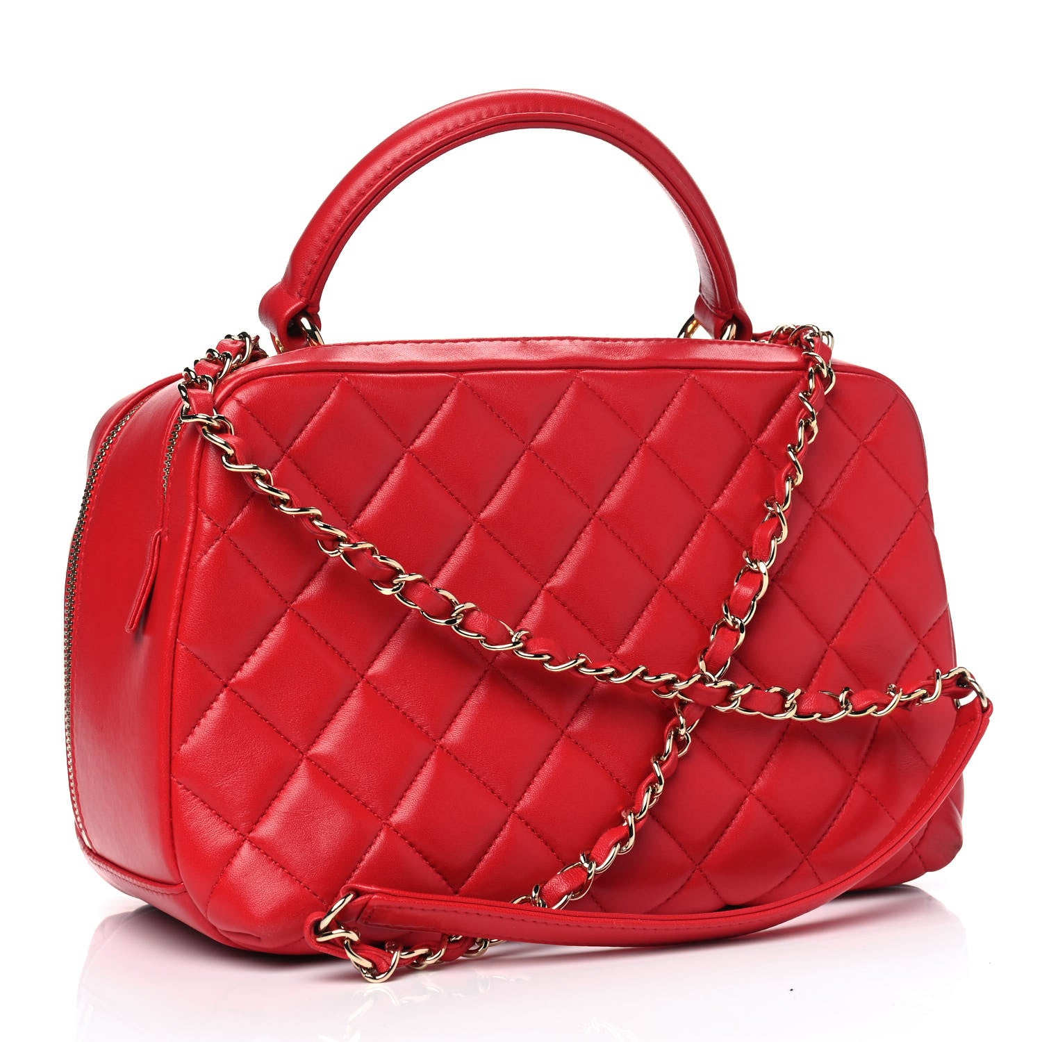 Chanel Lambskin Quilted Medium Trendy CC Bowling Bag Red 2 of 8