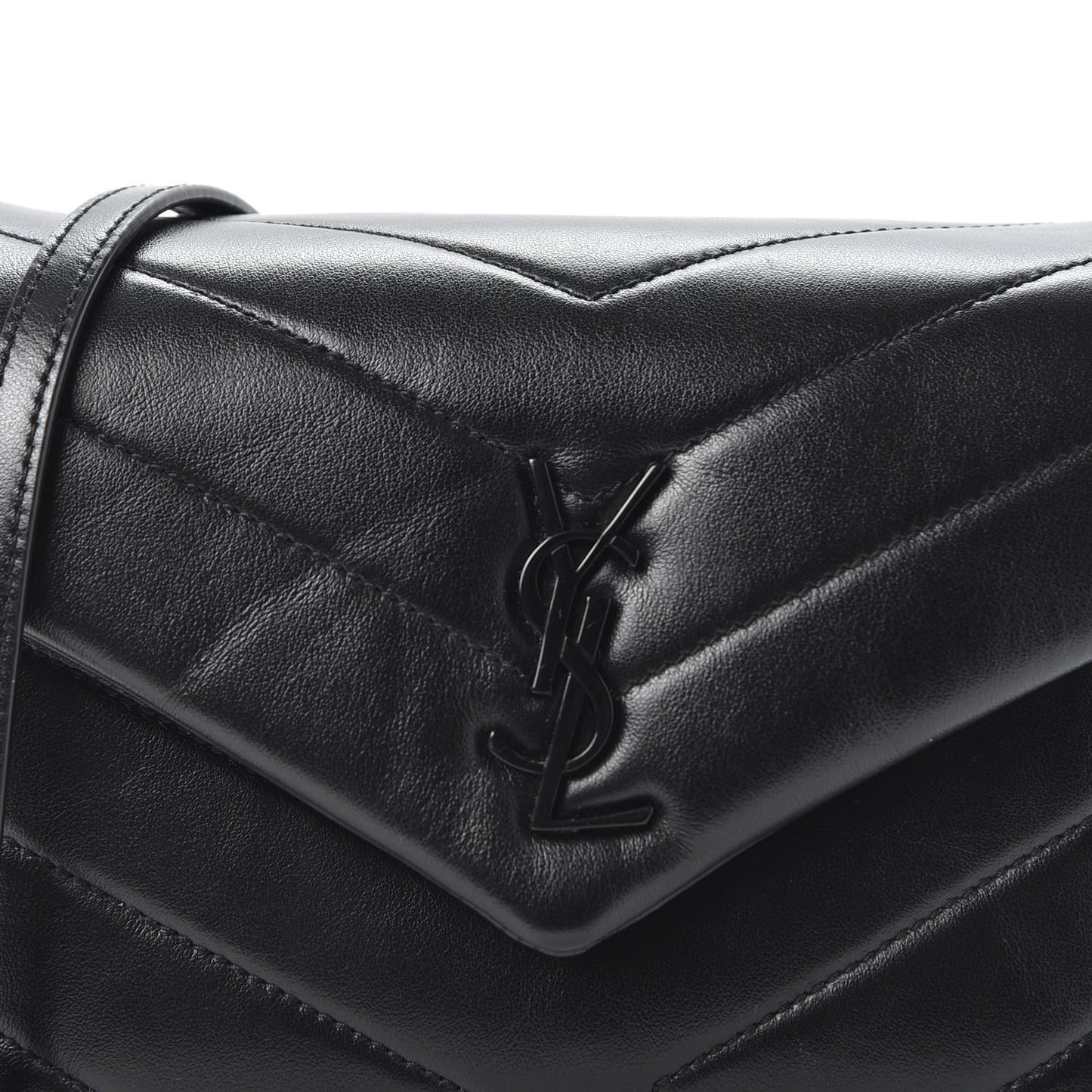 Calfskin Y Quilted Monogram Toy Loulou Crossbody Bag Black